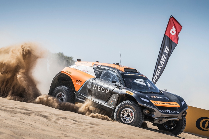 NEOM McLaren racing through desert dunes